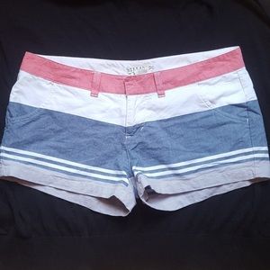 Blue, white and red striped Billabong shorts